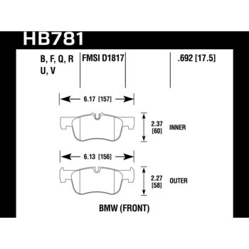 Колодки тормозные HB781U.692 HAWK DTC-70 BMW (Front)