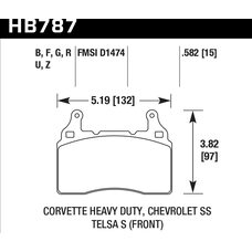 Колодки тормозные HB787Q.582 HAWK DTC-80 Corvette (Front) Rev FB