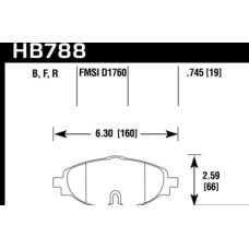 Колодки тормозные HB788B.745 HAWK HPS 5.0, перед VW GOLF VII; Passat 3G; AUDI TT FV3; A3 8V1