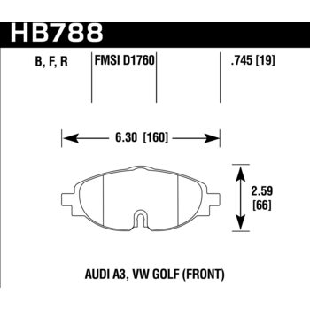 Колодки тормозные HB788F.745 HAWK HPS, перед VW GOLF VII; Passat 3G; AUDI TT FV3; A3 8V1