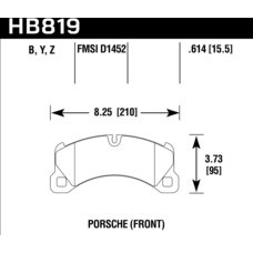 Колодки тормозные HB819B.614 HAWK HPS 5.0 перед. Porsche Cayenne 2010-> ; MACAN 3.0S; 350x34mm