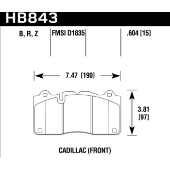 Колодки тормозные HB843Z.604 Cadillac CTS V 2016->