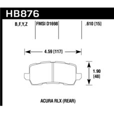 Колодки тормозные HB876Z.610 HAWK PC Acura RLX Sport Hybrid задние