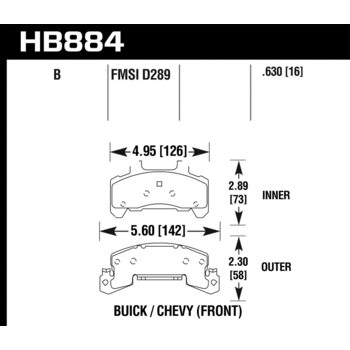 Колодки тормозные HB884B.630 HAWK HPS 5.0 Pontiac 6000 Light Duty Brakes передние