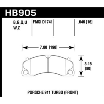 Колодки тормозные HB905B.646 HAWK HPS 5.0 перед Porsche 911 991 Turbo