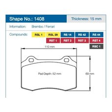 Колодки тормозные 1408-RSC1 PAGID RSC1