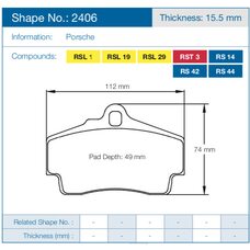 Колодки тормозные 2406-RSL29 PAGID RSL29 задние PORSCHE 718 Cayman, Boxter; 997 3,6 05-09; 996 97-05