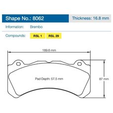 Колодки тормозные 8062-RSL29 PAGID RSL29 Brembo Caliper Family J, N