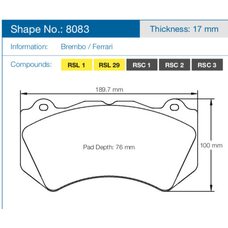 Колодки тормозные 8083-RSC1 PAGID RSC1