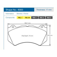 Колодки тормозные 8083-RSL29 PAGID Racing RSL29 Jeep Trackhawk, AUDI RS6 (C6)