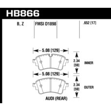 Колодки тормозные HB866B.652 Street 5.0 задние A4 B9; A5 F53; Q5 FYB; Q7 4MB; TOUAREG CR7