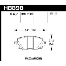 Колодки тормозные HB898G.572 DTC-60 Mazda MX-5 ND, Fiat 124 Spider передние (суппорт Nissin)