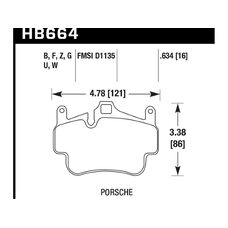 Колодки тормозные HB664B.634 HAWK HPS 5.0; Porsche 911 (997), Boxster 2008-2011; Cayman 2005-2012