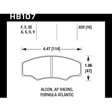 Колодки тормозные HB107V.620 HAWK HT-14 ALCON H type; AP RACING; HPB тип 5; PROMA 4 порш