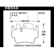 Колодки тормозные HB550Z.634 HAWK Perf. Ceramic Porsche 16 mm Porsche 911 (996), (997), Boxter (986