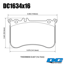 Колодки тормозные DC1634E16 DC Brakes  RT.2 переднние MB A45 AMG (W176); CLA 45 AMG (C117); GLA 45