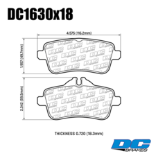 Колодки тормозные DC1630P18 DC Brakes Street STR.S+,  зад MB A W176 45AMG; CLA C117 45AMG; SLK R172