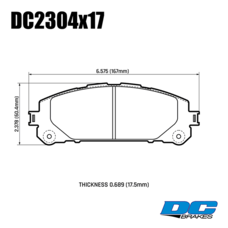 Колодки тормозные DC2304R17  DC brakes Street HD+, перед. TOYOTA HIGHLANDER U70 2019->