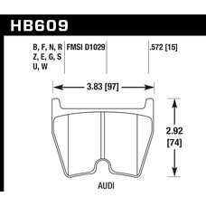 Колодки тормозные HB609D.572 HAWK ER-1 Brembo 8 поршней; JBT FB8P; (комплект 8 шт)