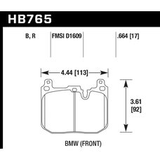 Колодки тормозные HB765D.664 HAWK ER-1 BMW перед BMW M4 F82, F32; M3 F80 F30; F20 F22 F87 M-Perf