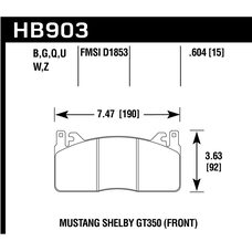 Колодки тормозные HB903D.604 HAWK ER-1 перед Mustang Shelby GT350 2015->