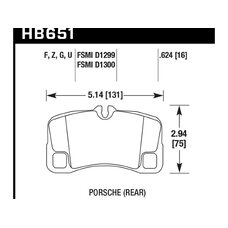 Колодки тормозные HB651Z.624 HAWK Perf. Ceramic  задние Porsche 911 (997) GT2, GT3, Turbo