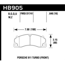 Колодки тормозные HB905B.646 HAWK HPS 5.0 перед Porsche 911 991 Turbo