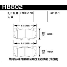 Колодки тормозные HB802B.661 HAWK HPS 5.0 FORD Mustang Performance R-Package, 2014-> ПЕРЕДНИЕ
