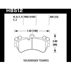 Колодки тормозные HB512W.605 HAWK DTC-30; перед PORSCHE Cayenne (955); VW Touareg 330 мм; HPB тип 4