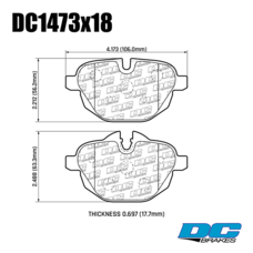 Колодки тормозные DC1473P18 DC Brakes Street STR.S+, задние BMW 5 F10, G30; X3 F25, G01; БЕЗ M Sport