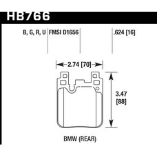 Колодки тормозные HB766U.624 HAWK DTC-70; задн. BMW M4 F82, F32; M3 F80 F30; F20 F22 F87 M-Perfor