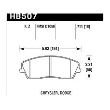 Колодки тормозные HB507B.711 Street 5.0 перед Dodge Challenger 2007-> ; Chrysler 300C 2010->