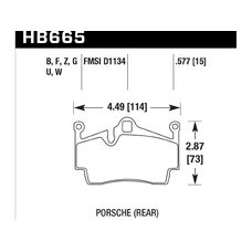 Колодки тормозные HB665G.577 HAWK DTC-60 Porsche задн. Cayman, Boxster,