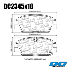 Колодки тормозные DC2345P18 DC brakes Street STR.S+, перед CHEVROLET MALIBU 2015-> ; EQUINOX 2017->