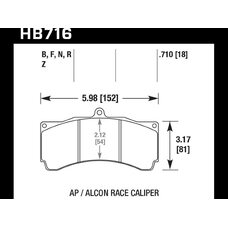 Колодки тормозные HB716G.710 HAWK DTC-60 для AP Racing CP5555, Alcon 6, толщина 18mm