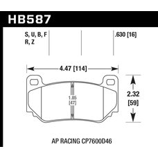 Колодки тормозные HB587D.630 HAWK ER-1 AP Racing CP7600D46; 16 mm