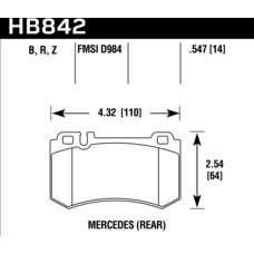 Колодки тормозные HB842B.547 задние MB CLS C219; S W220; S W221; S C215; S C216; SLR R199