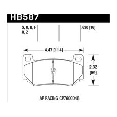 Колодки тормозные HB587U.630 HAWK DTC-70 AP Racing CP7600D46; 16 mm