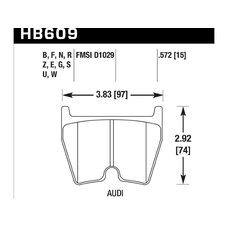 Колодки тормозные HB609Q.572 HAWK DTC-80;  Brembo 8 поршней; JBT FB8P; (комплект 8 шт)