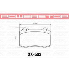 Колодки тормозные 26-592 PowerStop Z26 Brembo тип A, C, F; JBT CM4P1