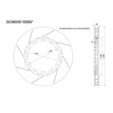 Ротор тормозного диска 380*30mm, DC Brakes DC38030-12D65S, D крепеж,