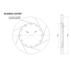 Ротор тормозного диска 408*34mm, DC Brakes DC40834-12H70S, H крепеж,