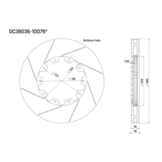 Ротор тормозного диска 380*36mm, DC Brakes DC38036-10D79S, D крепеж, (передние BMW M G8x)