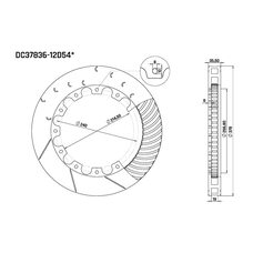 Ротор тормозного диска 378*36mm, DC Brakes DC37836-12D54S,  D крепеж