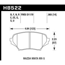 Колодки тормозные HB522F.565 HAWK HPS передние MAZDA Miata MX-5 NC