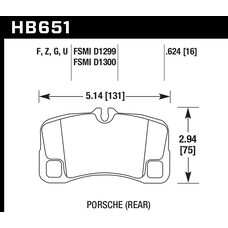 Колодки тормозные HB651U.624 HAWK DTC-70  задние Porsche 911 (997) GT2, GT3, Turbo
