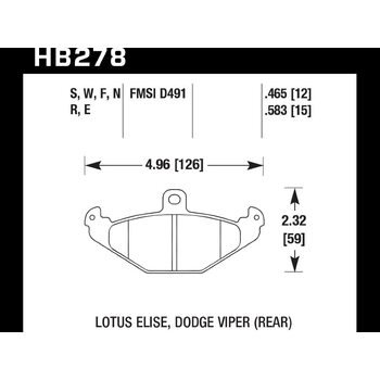 Колодки тормозные HB278F.583 HAWK HPS задние DODGE / RENAULT