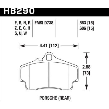 Колодки тормозные HB290N.583 HAWK HP+ задние PORSCHE 911 (997), (986), (996), Cayman