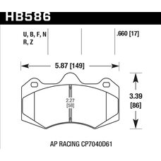 Колодки тормозные HB586N.660 HAWK HP Plus AP Racing CP7040, CP9040; 17mm