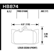 Колодки тормозные HB874Y.682 LTS перед LEXUS GS; RC;